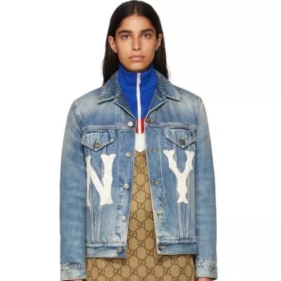 NEW WITH TAGS AUTHENTIC GUCCI NY Yankees Insulated Denim Jacket - Picture 5 of 8